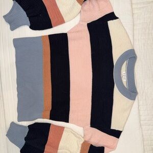 TCEC Colorblock Sweater in Cream, Pink, and Blue